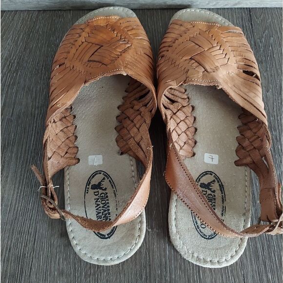 Authentic Hand Crafted Mexican Leather Huaraches Woven Sandals Tan Size 10 US - Picture 5 of 8